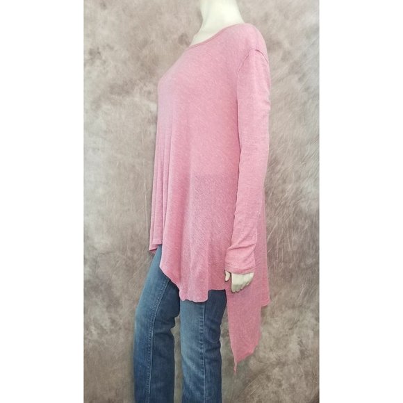 We The Free Free People M Asymmetrical Thermal Shirt Top Pale Red Scoopneck Boho - Picture 3 of 7